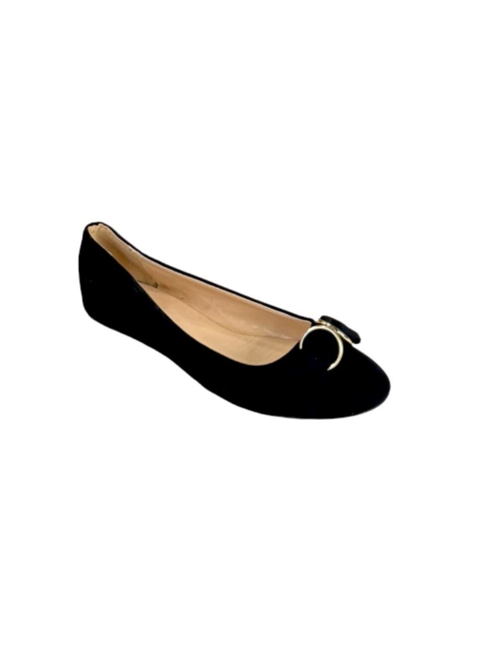 Qupid Bee-33 Women's Black Ballet Flats Gold Buckle Slip On Shoes